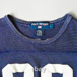 Vintage 1990s POLO SPORT navy jersey knit football shirt L