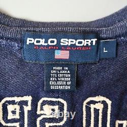 Vintage 1990s POLO SPORT navy jersey knit football shirt L