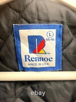 Vintage 1990s Rennoc Lindsey 11 Mens Wool Logo Snap Jacket Size Large Navy Multi
