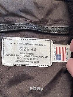 Vintage 1996 US Navy Leather Cooper G-1 Pilot Flight Top Gun Jacket Sz 44