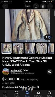 Vintage 40's USN Navy Deck Jacket