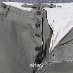 Vintage 40s WW2 Pants Men 38x34 OD Military US Army Trouser Button Fly 10037