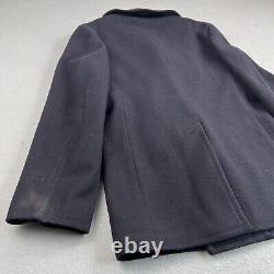 Vintage 40s WWII Navy USN Blue Double Breated Wool Kersey Pea Coat Men Size 36R