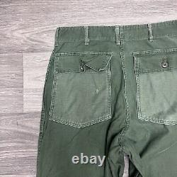 Vintage 60s OG 107 Pants 29x30 Men Army Green Vietnam Military Work Sateen READ