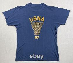 Vintage 60s T Shirt Military USNA USA Navy Naval Academy 1967 Single Stitch M/L