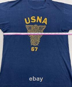 Vintage 60s T Shirt Military USNA USA Navy Naval Academy 1967 Single Stitch M/L