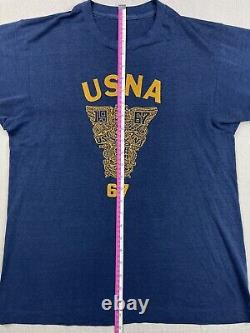 Vintage 60s T Shirt Military USNA USA Navy Naval Academy 1967 Single Stitch M/L