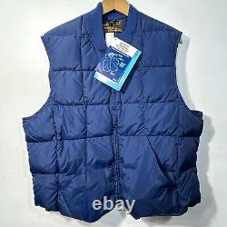 Vintage 70s 80s Eddie Bauer Mens Puffer Down Vest Full Zip Navy Blue Size 48 NWT