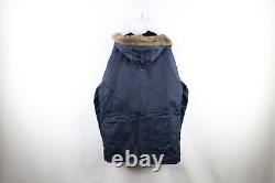 Vintage 70s Mens XLT Hooded Military Style N-3B Snorkel Parka Jacket Navy Blue