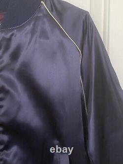 Vintage 80's Giorgio Beverly Hills Navy Blue Men's Satin Bomber Jacket Size L