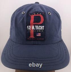 Vintage 90s 1996 Yacht Polo Sport Ralph Lauren Challenge 6 Panel Navy Hat 12 M