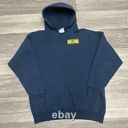 Vintage 90s Navy Hoodie Sweatshirt Men XL Blue Gold Military RARE NUMI Baggy