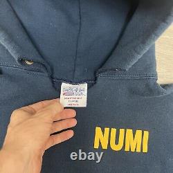 Vintage 90s Navy Hoodie Sweatshirt Men XL Blue Gold Military RARE NUMI Baggy