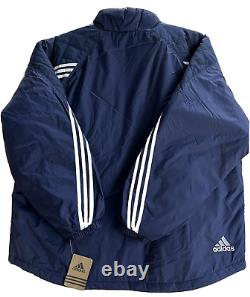 Vintage Adidas Jacket Mens Size XL Navy Quilted Trefoil 3 Stripes Full Zip NWT