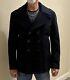 Vintage Burberry Men's Winter Double Breasted Peacoat Navy Blue, Size Xxl $1495