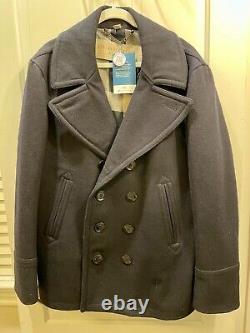 Vintage BURBERRY Men's Winter Double Breasted PEACOAT Navy Blue, Size XXL $1495