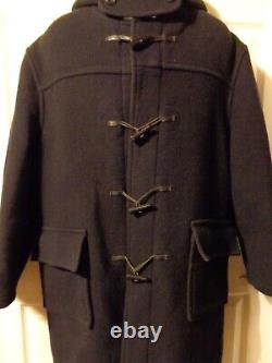 Vintage BURBERRY Toggle Duffle Coat Dark Navy Size L (Fits XL) FREE SHIPPING