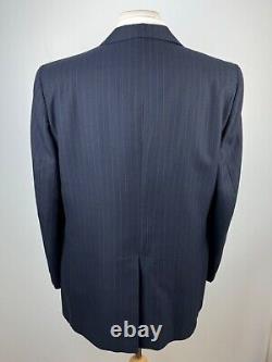 Vintage Bill Fogarty Halston Mens 42L Navy USA Wool 2 Piece Suit With Pants 36x31