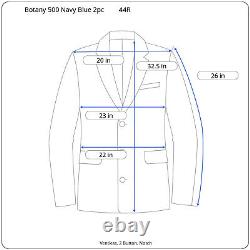 Vintage Botany 500 Mens Navy Blue Wool Classic 2pc Suit 44R Jacket 42/32 Pant