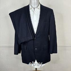 Vintage Brooks Brothers 2 Piece Suit Mens 40R 34x31 Navy Stripe Flannel Soft