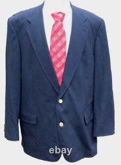 Vintage Brooks Brothers 46L Reg 100% Wool Navy Blazer Gold Buttons Made in USA