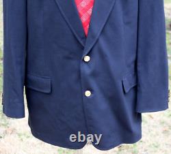 Vintage Brooks Brothers 46L Reg 100% Wool Navy Blazer Gold Buttons Made in USA