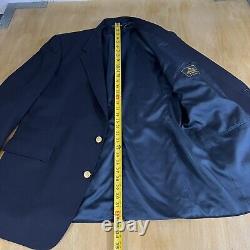 Vintage Brooks Brothers Blazer Mens 46L Long Wool Navy Golden Buttons Jacket
