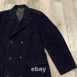 Vintage Brooks Brothers Brooksgate Navy Wool Trench Coat Men's 40 L Button Down