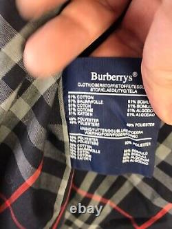 Vintage Burberry Trench Coat Mens 3XL/4XL Navy Blue Nova Check Lined Button Up