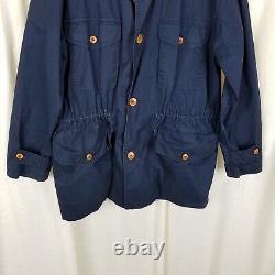 Vintage Canvas Brooks Brothers Cargo Pockets Field Jacket Short Coat Mens M Navy