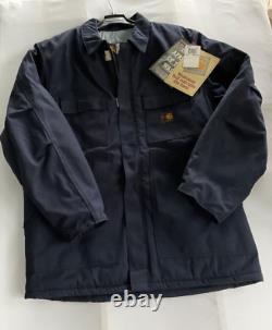 Vintage Carhartt Jacket Flame Resistant Duck Navy Large NWT Union Made in USA