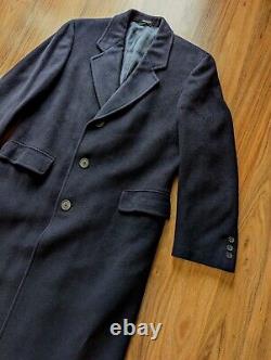 Vintage Cashmere Coat Men's Navy Size M Planteen And Kough Long Top Coat
