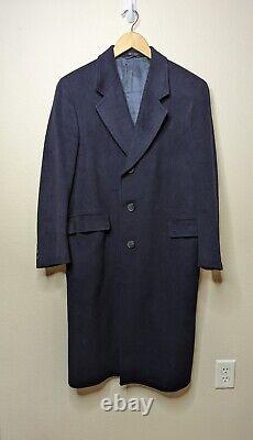 Vintage Cashmere Coat Men's Navy Size M Planteen And Kough Long Top Coat