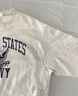 Vintage Champion US Navy Sweatshirt Extra Large Gray Blue Mens Reverse Weave
