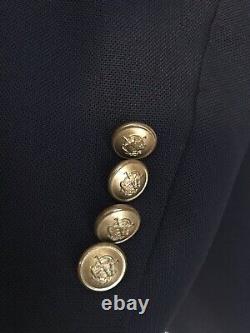Vintage Chaps Ralph Lauren Mens Navy Blue Double Breasted Blazer Gold Button 40S