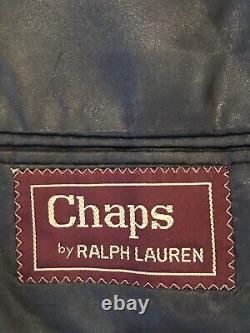 Vintage Chaps Ralph Lauren Mens Navy Blue Double Breasted Blazer Gold Button 40S