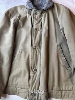 Vintage Civilian N-1 Deck Jacket Made in USA Military Navy USN Sherpa Large