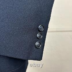 Vintage Comfort Three Piece Suit Mens 42L 36x35 Solid Navy 1970s Polyester