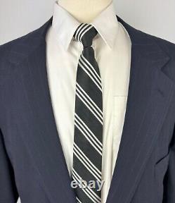 Vintage Cricketeer Mens 50R Navy Blue Stripe USA Wool 2 Piece Suit WithPants 42x28