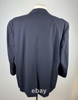 Vintage Cricketeer Mens 50R Navy Blue Stripe USA Wool 2 Piece Suit WithPants 42x28