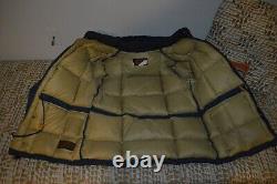 Vintage Eddie Bauer Goose Down Hooded Puffer Jacket Coat Mens Medium Navy Parka