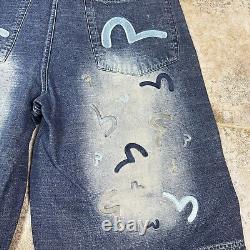 Vintage Evisu Jean Shorts Mens 42 Genes Multi Pocket Y2K Baggy Grunge Skateboard