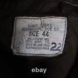 Vintage G-1 USN Aviator Bomber Jacket Size 44 Brill Bros Shearling Mens