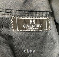 Vintage Givenchy Monsieur Mens Blazer 42 Reg 100% Wool Navy Blue Suit Jacket LN