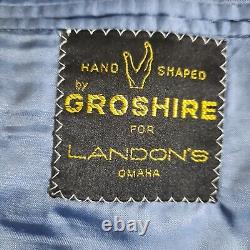 Vintage Groshire Mens Sport Coat Blazer 43L Navy Blue Stripe 2 Button Wool Mint
