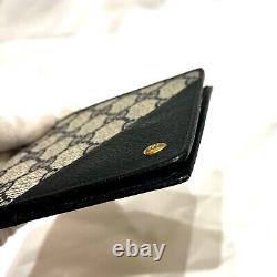 Vintage Gucci GG Canvas PVC leather Blue Navy Bifold Mens Wallet Authentic