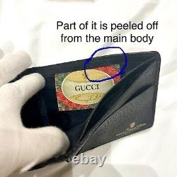 Vintage Gucci GG Canvas PVC leather Blue Navy Bifold Mens Wallet Authentic