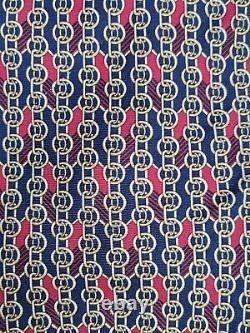 Vintage Gucci Tie Mens Navy Blue Red Gold Chainlink Logo Silk Necktie Classic