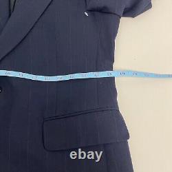 Vintage Halston Suit Mens 38R Navy Blue Chalk Stripe 2B Wool 2 Piece Pants 30x30