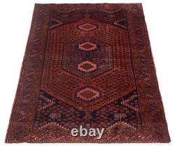 Vintage Hand-Knotted Area Rug 3'7 x 6'6 Traditional Wool Carpet